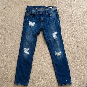 Zara Blue Distressed Ankle Jeans